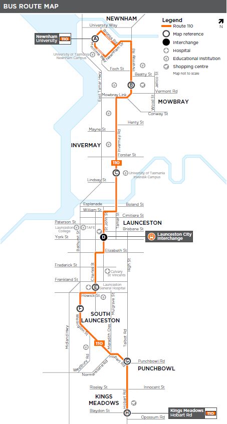 A map of the bus route