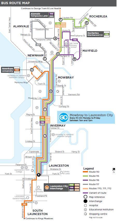 A map of the bus route