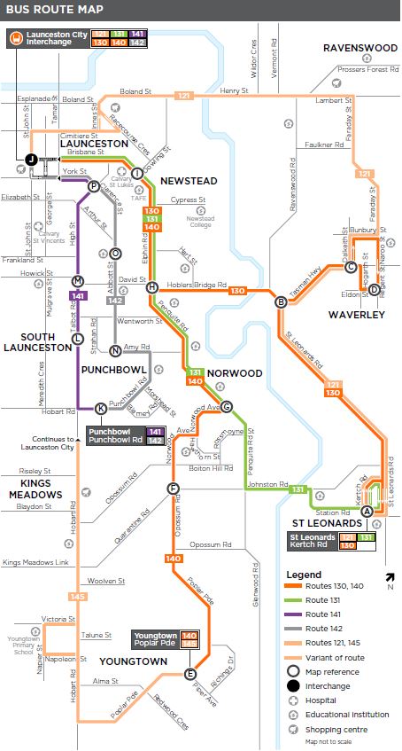 A map of the bus route