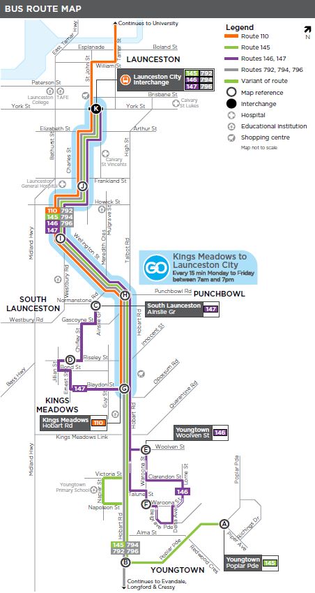 A map of the bus route