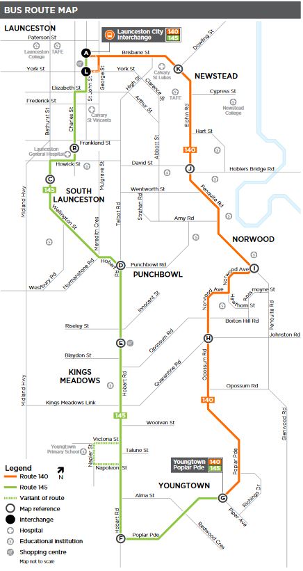 A map of the bus route