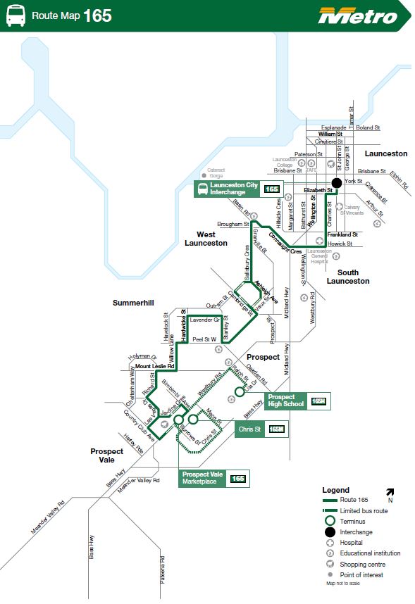 A map of the bus route