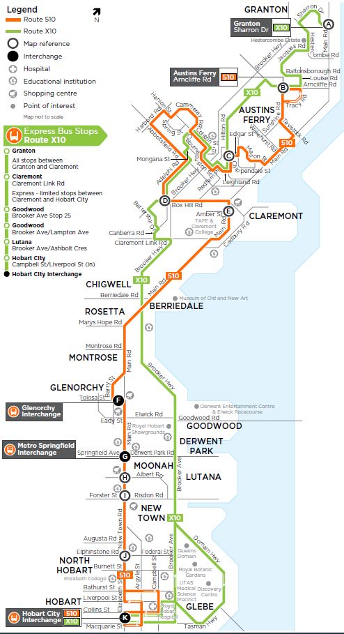 A map of the bus route