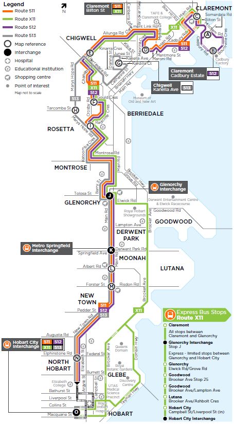 A map of the bus route