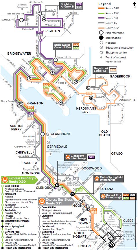 A map of the bus route