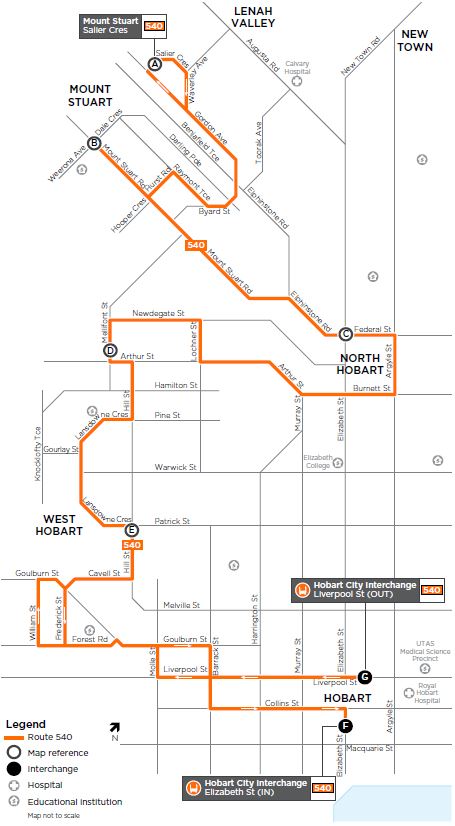 A map of the bus route