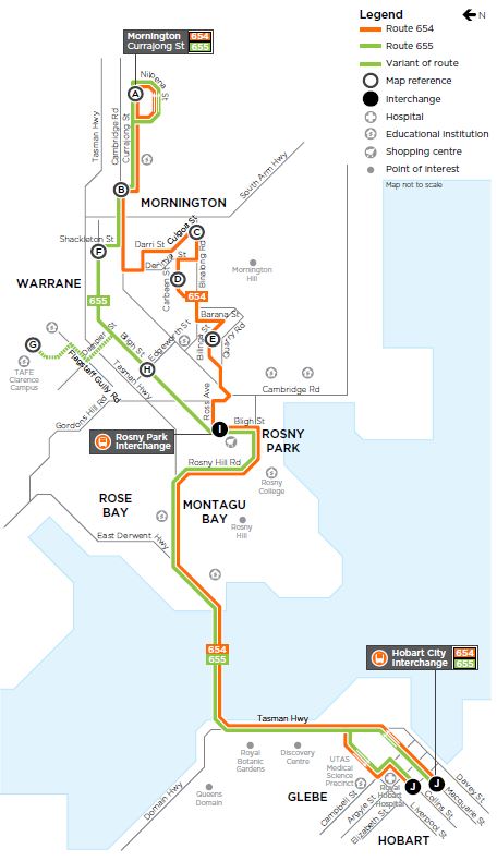 A map of the bus route