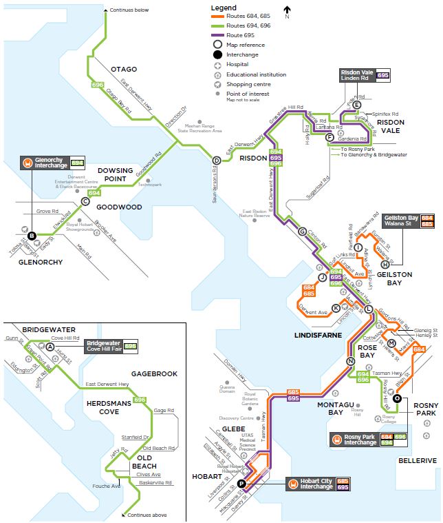 A map of the bus route