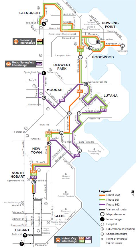 A map of the bus route