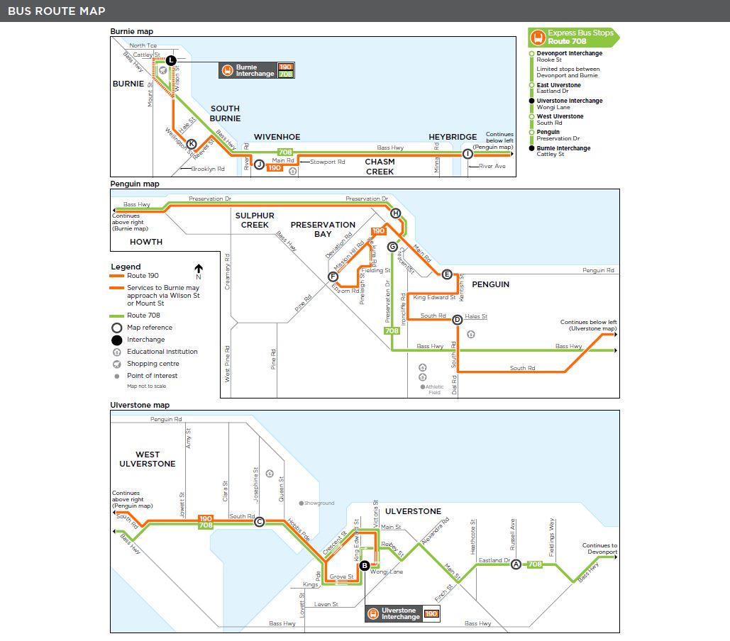 A map of the bus route