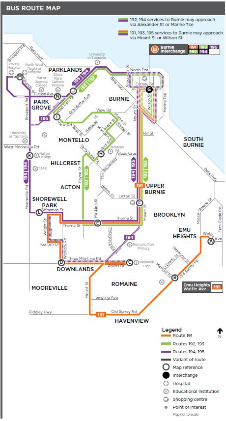 A map of the bus route