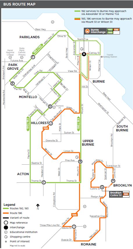 A map of the bus route