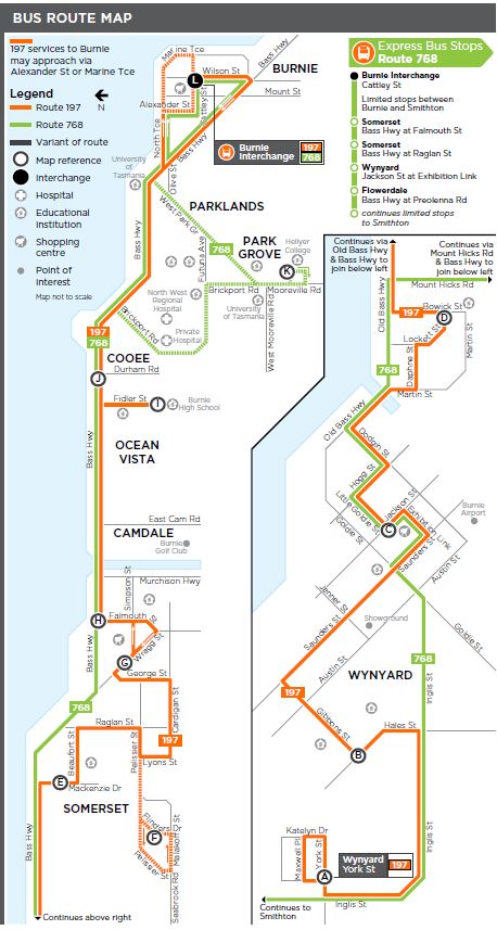 A map of the bus route