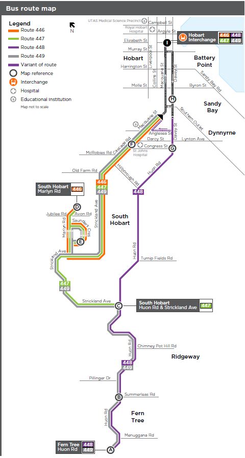 A map of the bus route