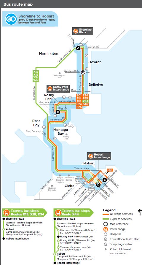 A map of the bus route