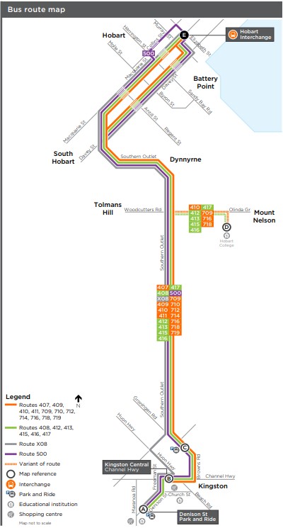 A map of the bus route