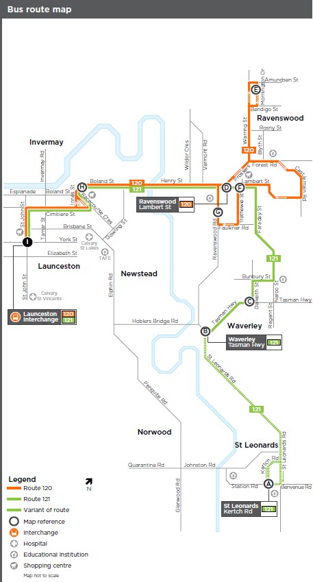 A map of the bus route