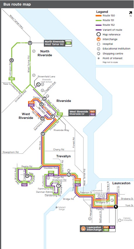 A map of the bus route