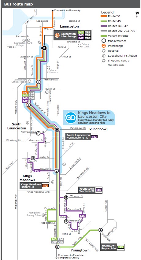 A map of the bus route